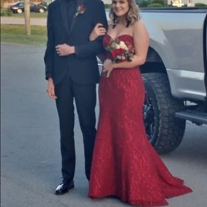 Wine/red strapless gown! Final price!